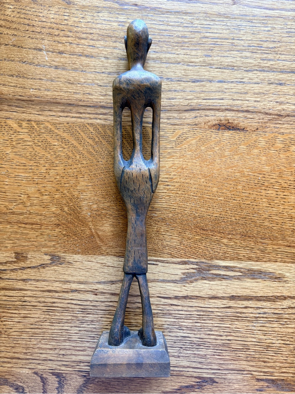 W. African? Lightweight 13” Hand-Carved Wooden Figurine Sculpture in Dark Brown - Picture 8 of 10